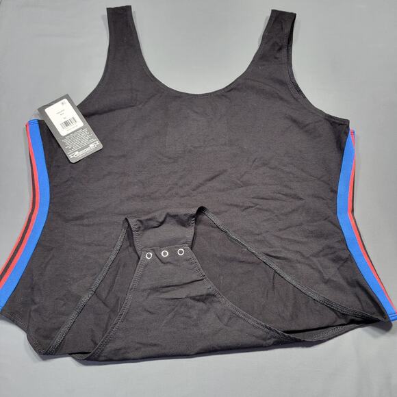 Starter High-Cut Thong Bodysuit Womens Size XLarge Black Front Logo Side Stripes - Picture 2 of 10